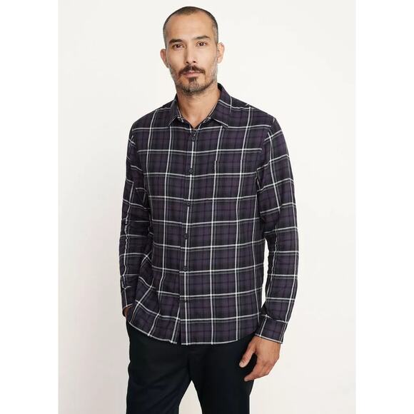 Vince Mens Berkeley Plaid Shirt Size XL Purple Classic Fit Button Down Collared - Picture 1 of 11